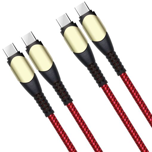 2x USB-C to USB-C Quick Charge 60W Cable - Red, 1m - E.F.Connection
