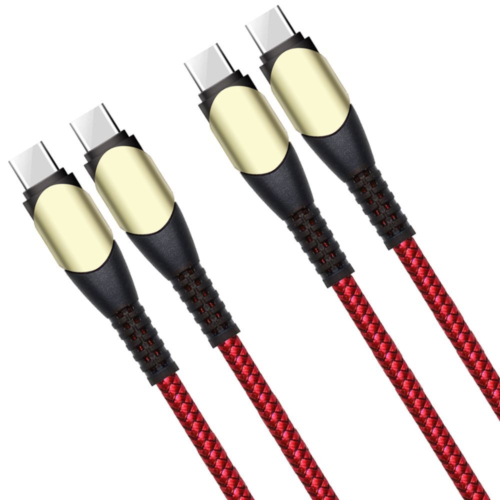 2 Câbles de charge USB-C vers USB-C en nylon rouge 1 mètre - E.F.Connection