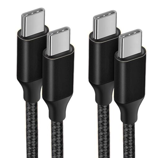 Ensemble de 2 câbles USB-C vers USB-C 3A pour les appareils OPPO - Nylon renforcé, 1 mètre noir
