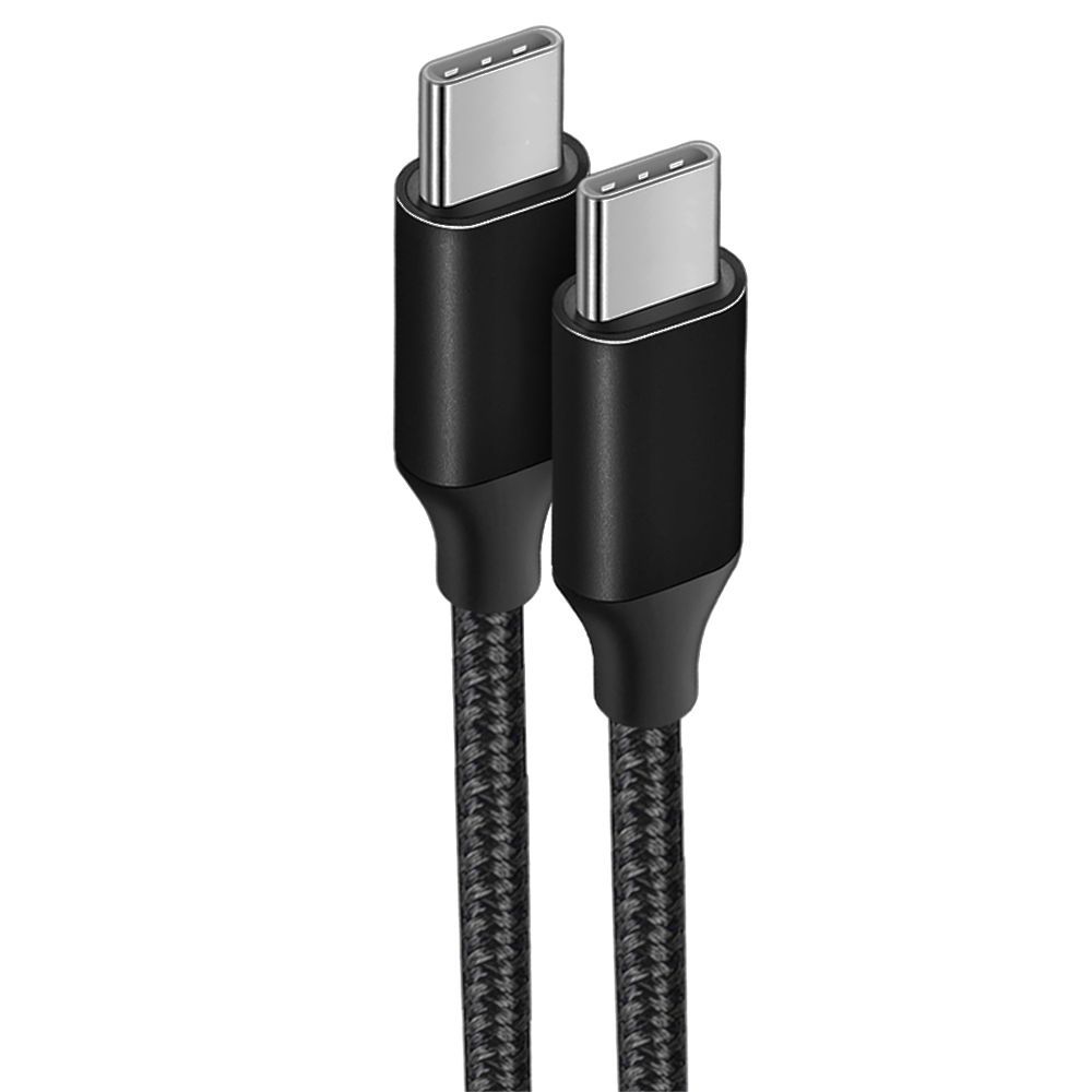Câble USB-C vers USB-C Charge Rapide 3A - Nylon Tressé 1M Noir - E.F.Connection