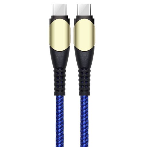 E.F.Connection USB-C to USB-C Quick Charge 60W Cable - Nylon Braided 1M Blue