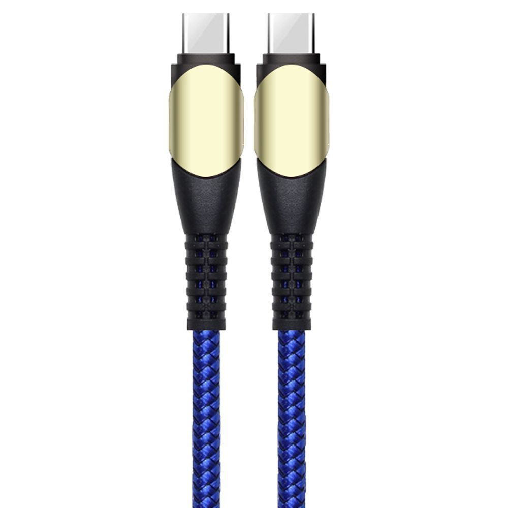 E.F.Connection USB-C to USB-C Quick Charge 60W Cable - Nylon Braided 1M Blue