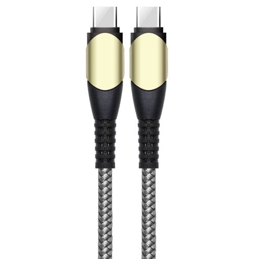 E.F.Connection 60W USB-C to USB-C Rapid Cable - Grey Nylon Reinforced 1M for Redmi Note 12 Pro+ 12 4G/5G, Note 11, 11S, 10