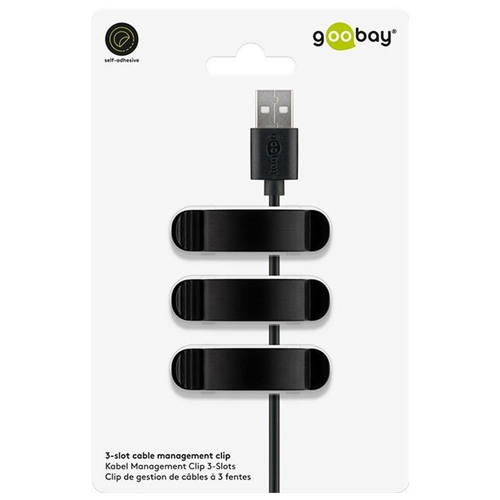 Goobay 3 Slot Cable Management - Black