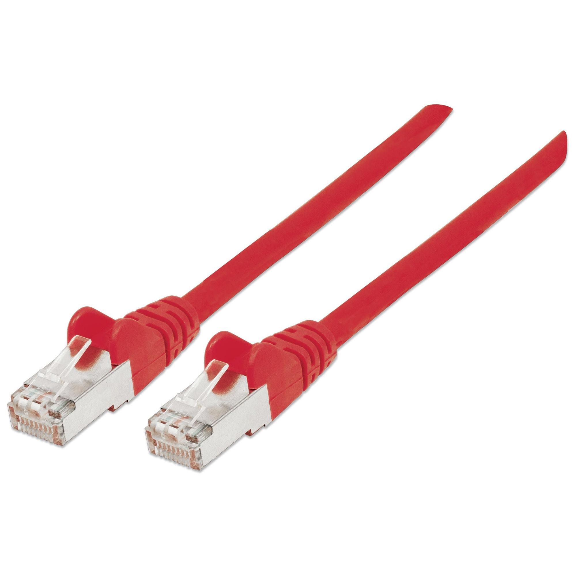 IC Intracom Intellinet Network Patch Cable, Cat6, 0.5m, Red, Copper, S/FTP, LSOH, PVC, RJ45, Gold Plated Contacts, Snagless, Booted, Lifetime Warranty