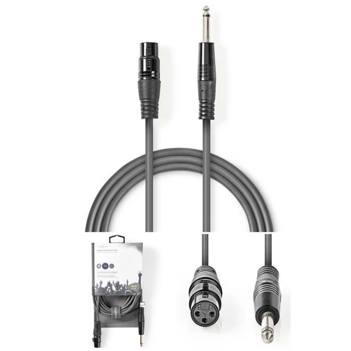 Nedis XLR Female to Jack Male Asymmetric Mono Cable, 5m