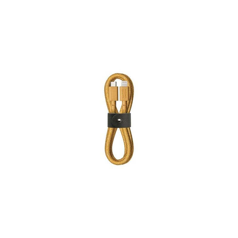 Câble Native Union Belt Kraft USB-C vers Lightning 1,2 m pour iPhones/iPads/AirPods - Jaune