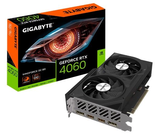 Gigabyte GeForce RTX 4060 WINDFORCE OC 8G - Graphics Card - GeForce RTX 4060 - 8GB GDDR6 - PCIe 4.0 - 2 x DisplayPort, 2 x HDMI