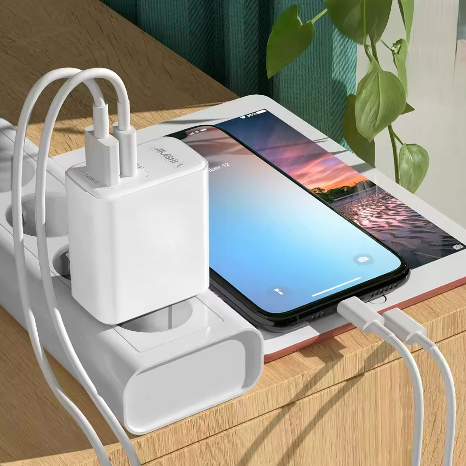Akashi Dual USB-C GaN 45W Mains Charger
