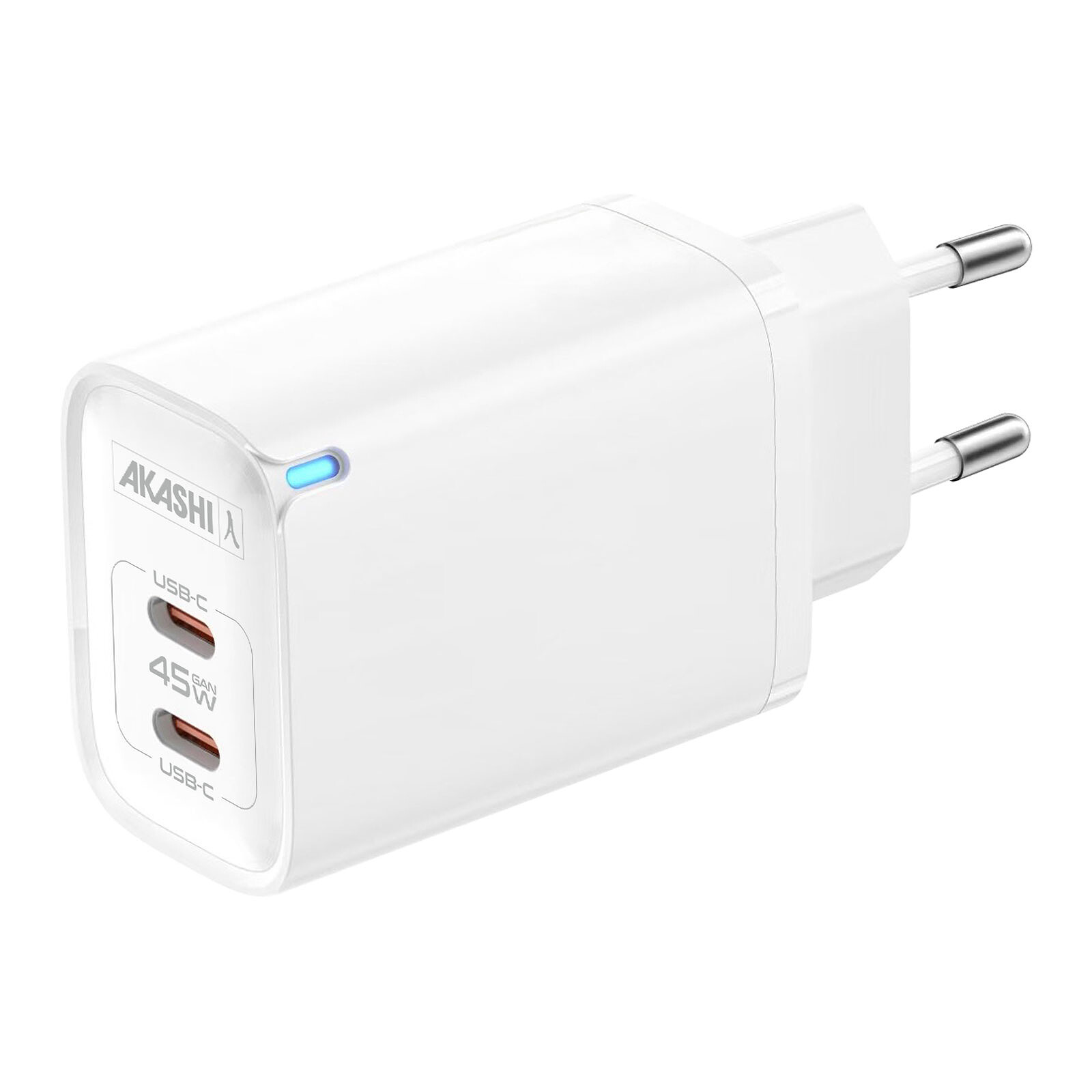Akashi Dual USB-C GaN 45W Mains Charger