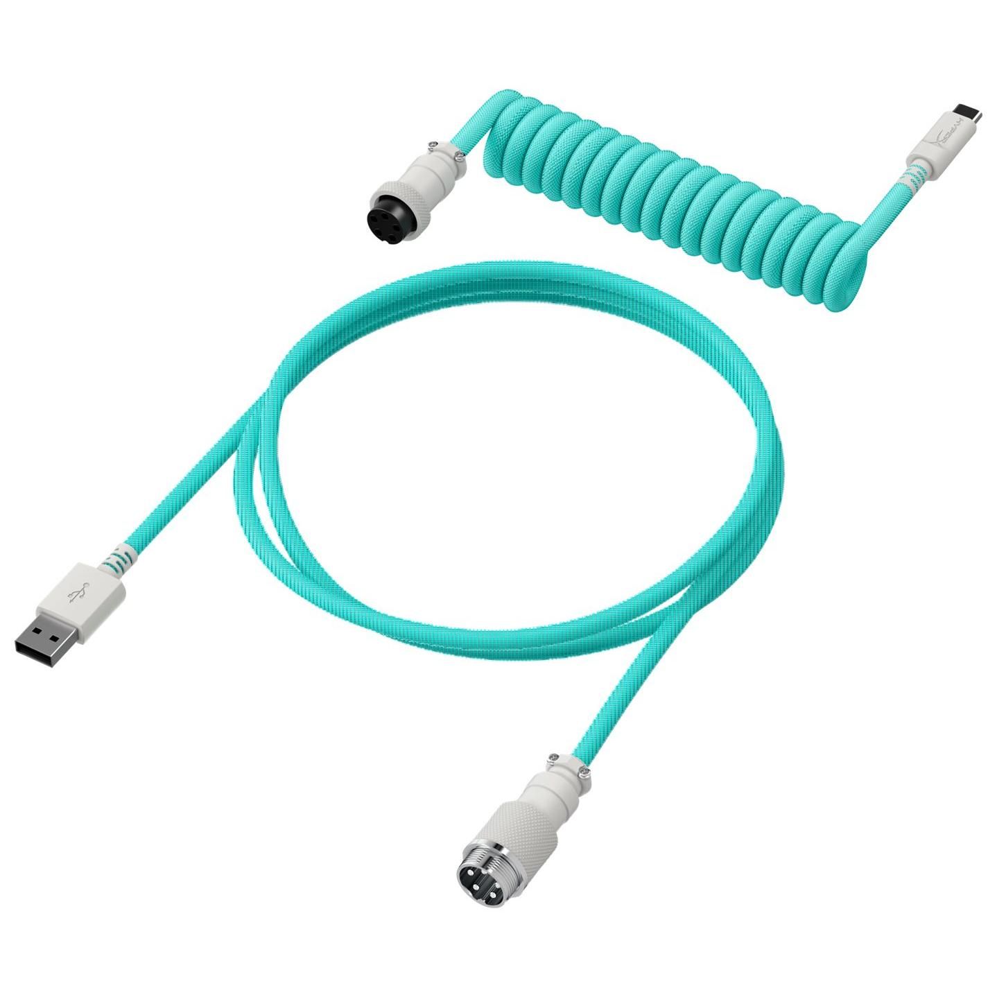 HP HyperX USB Cable - 1.37m - Coiled - White, Green