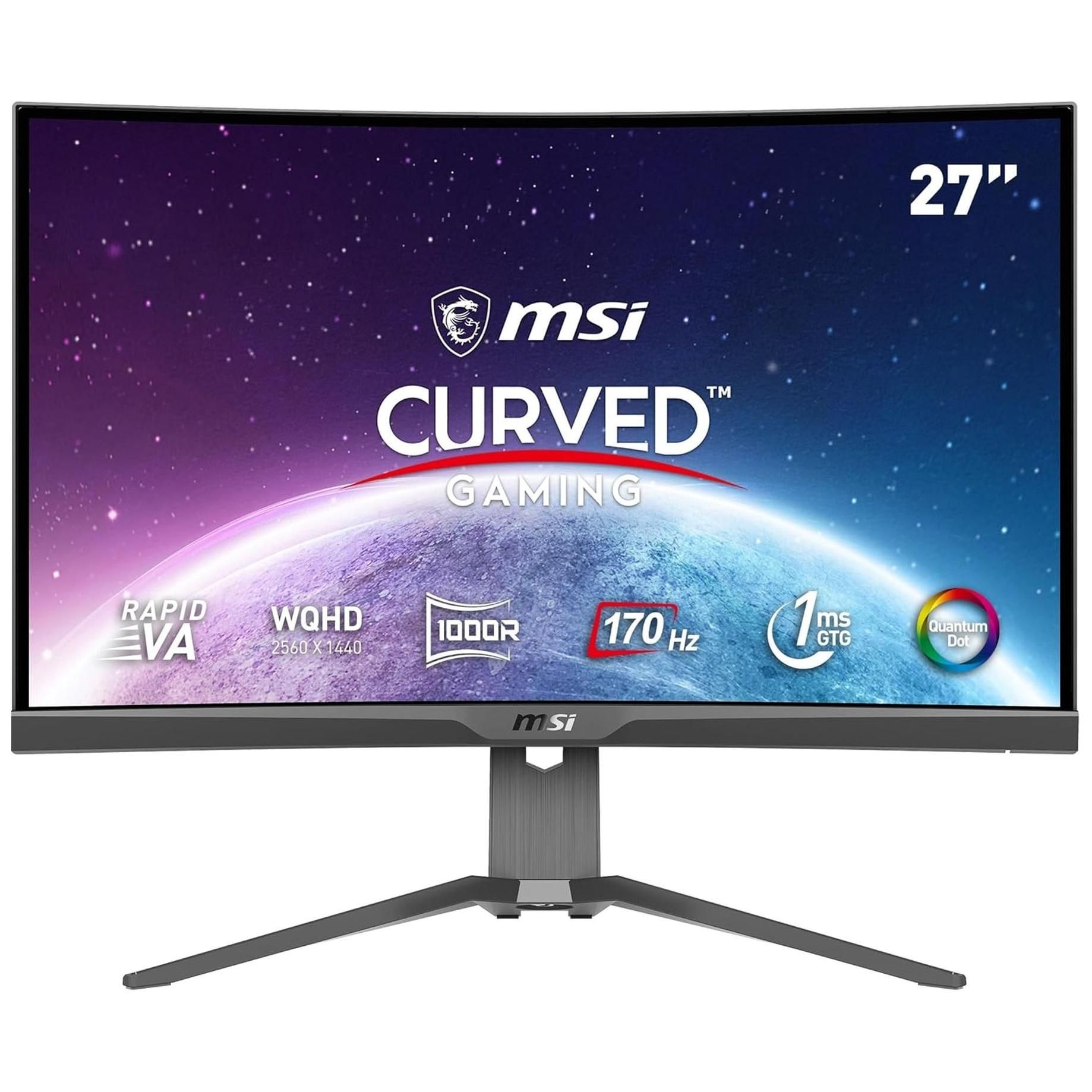 MSI MAG 275CQRF-QD - LED Gaming Monitor - 27" - WQHD 2560 x 1440 @ 170Hz - VA - 300 cd/m² - 4000:1 - 1ms - 2x HDMI, DisplayPort, USB-C