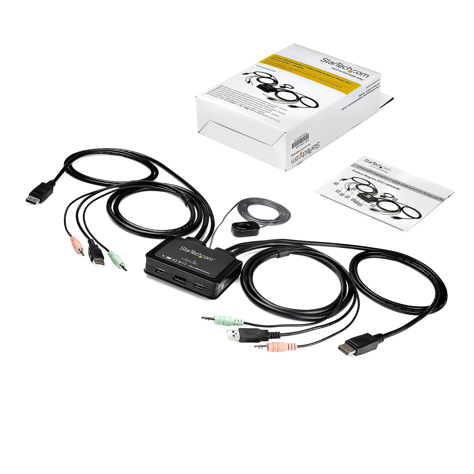 StarTech.com 2-Port DisplayPort 60Hz KVM Switch with 2-port USB 2.0 Hub