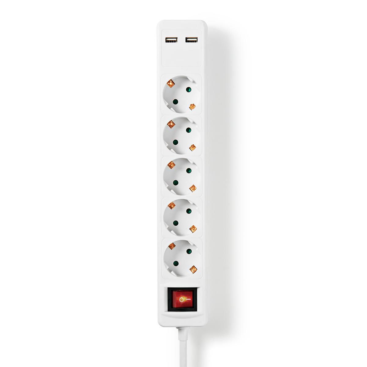 Nedis Exso515UFSWT Multi-Outlet, 1.5m, 5 Outlets, Indoor, Type F, White
