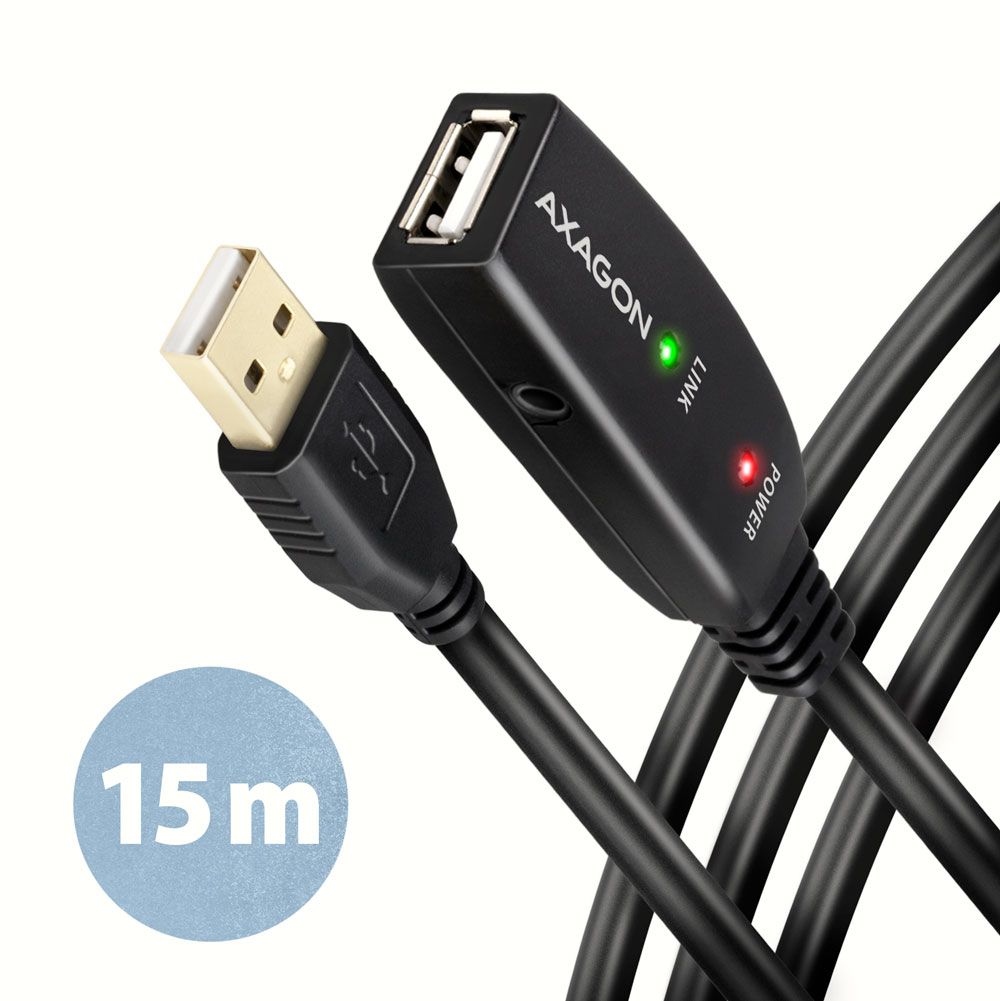Axagon USB 2.0 Active Extension Cable, 15m (A-M to A-F)