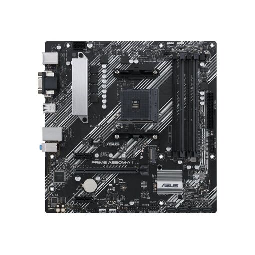 Placa base Asus Prime A520M-A II/CSM - Micro ATX, con puerto AM4, chipset AMD A520, USB 3.2 Gen 1, LAN de 1 Gbps, gráficos integrados y audio HD de 8 canales