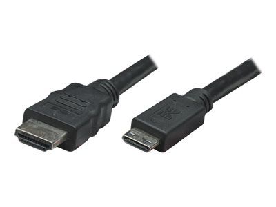IC Intracom HDMI to Mini HDMI Cable, 4K@30Hz (High Speed), 1.8m, Male to Male, Black, 4Kx2K, Fully Shielded, Gold Plated Contacts, Lifetime Warranty, Polybag
