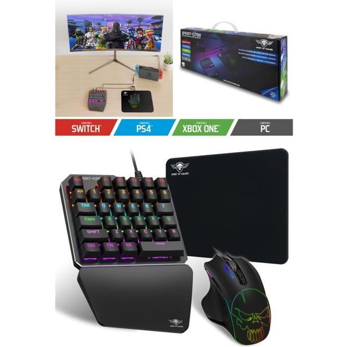 Kit Gamer - Spirit Of Gamer - PRO-G700 - Clavier mécanique - Souris RGB 3200 DPI - Tapis inclus