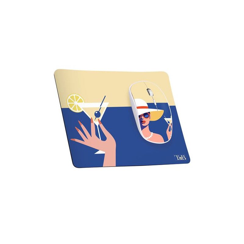 TNB Exclusiv Cocktail Wireless Mouse Set - 3 Buttons, 2.4GHz, USB Receiver, Suspension Box, Mouse Pad