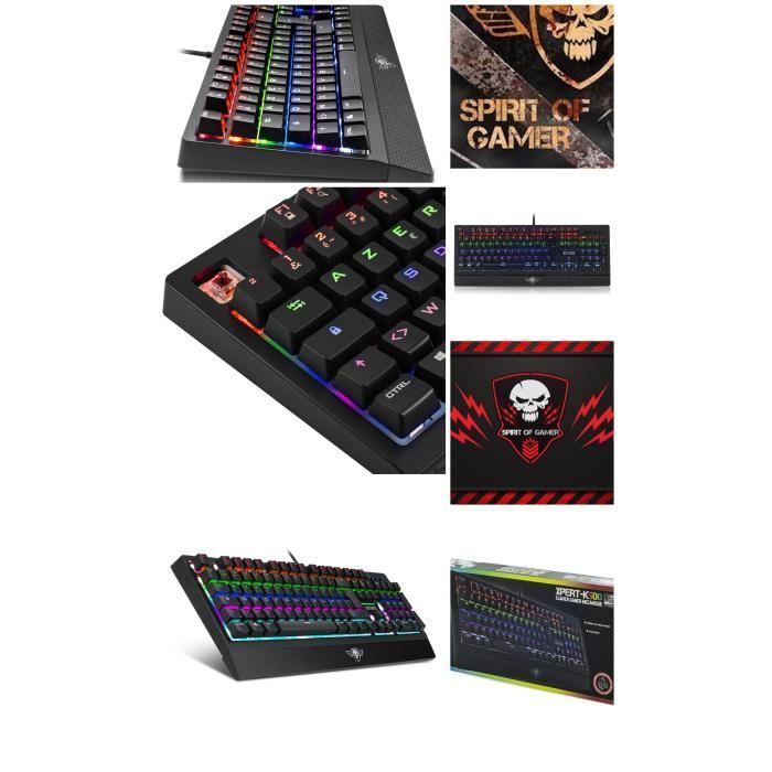 Spirit Of Gamer XPERT-K500 Mechanical Gaming Keyboard - RGB Backlit, Anti-Ghosting, N-Key Rollover (Brown Switches)