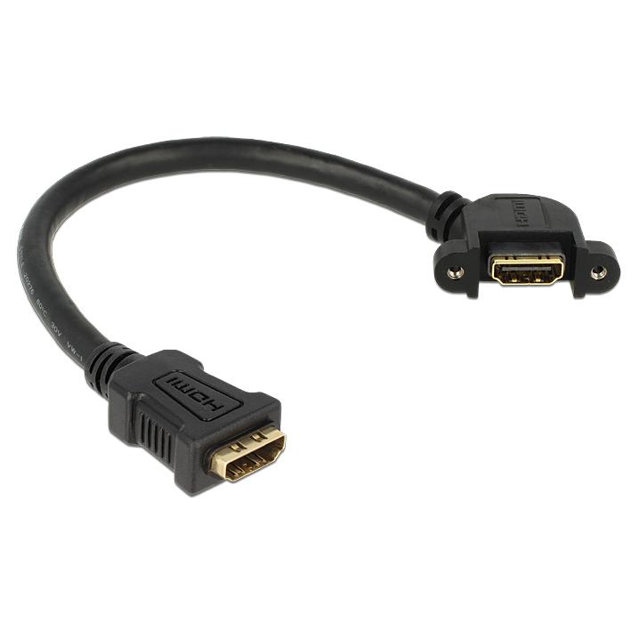 Delock HDMI Cable - 2x HDMI Female to Female - 25cm - Black