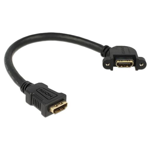 Cable HDMI Delock - 2 x HDMI Femenino a Femenino - 25 cm - Negro