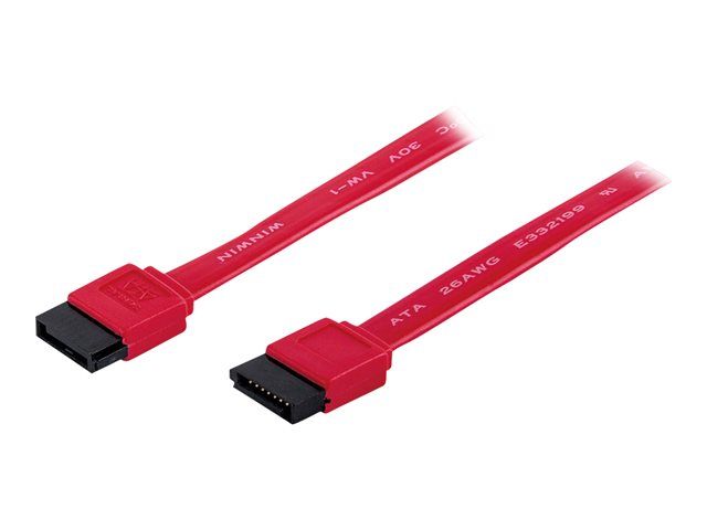 IC Intracom Manhattan SATA Data Cable, 7-Pin, 50cm, Male to Male, 6 Gbps, Red