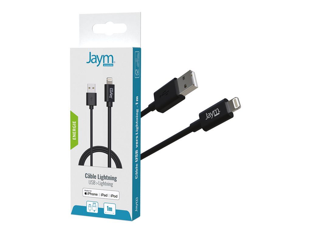 Cable JAYM Lightning - 1 m, Negro