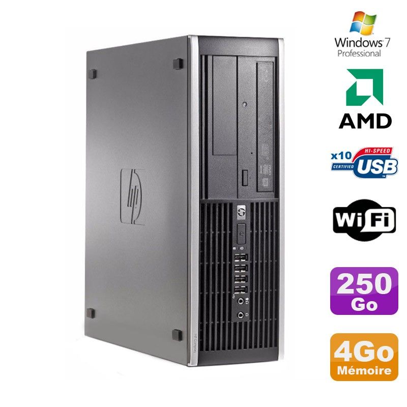 HP Compaq 6005 Pro SFF Desktop PC - AMD 3GHz, 4GB DDR3, 250GB SATA, DVD Burner, WiFi, Windows 7 Pro
