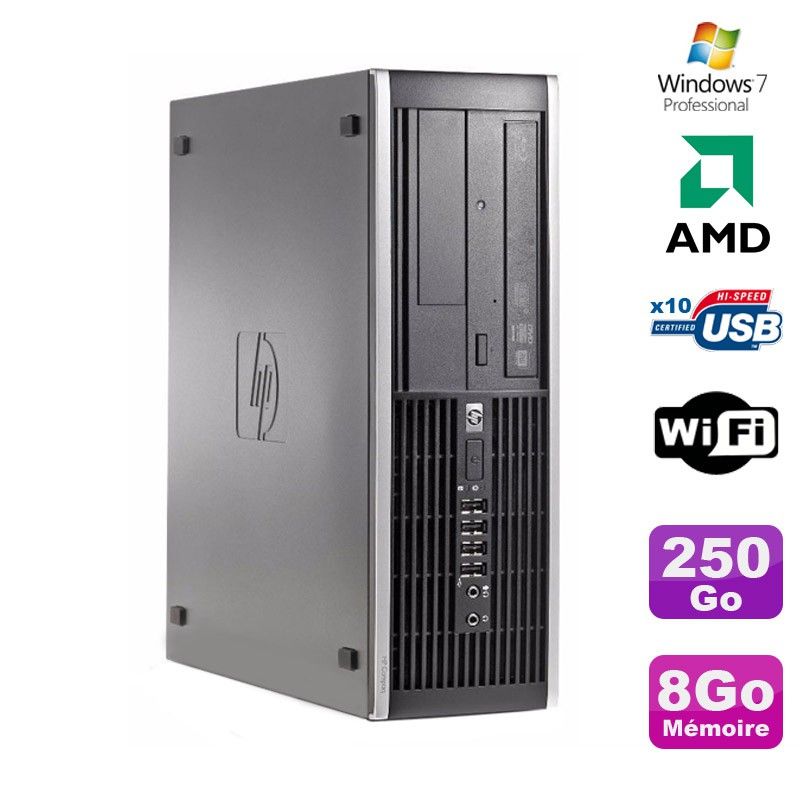 HP Compaq 6005 Pro SFF Desktop PC - AMD 3GHz, 8GB RAM, 250GB HDD, DVD Burner, WiFi, Windows 7 Pro