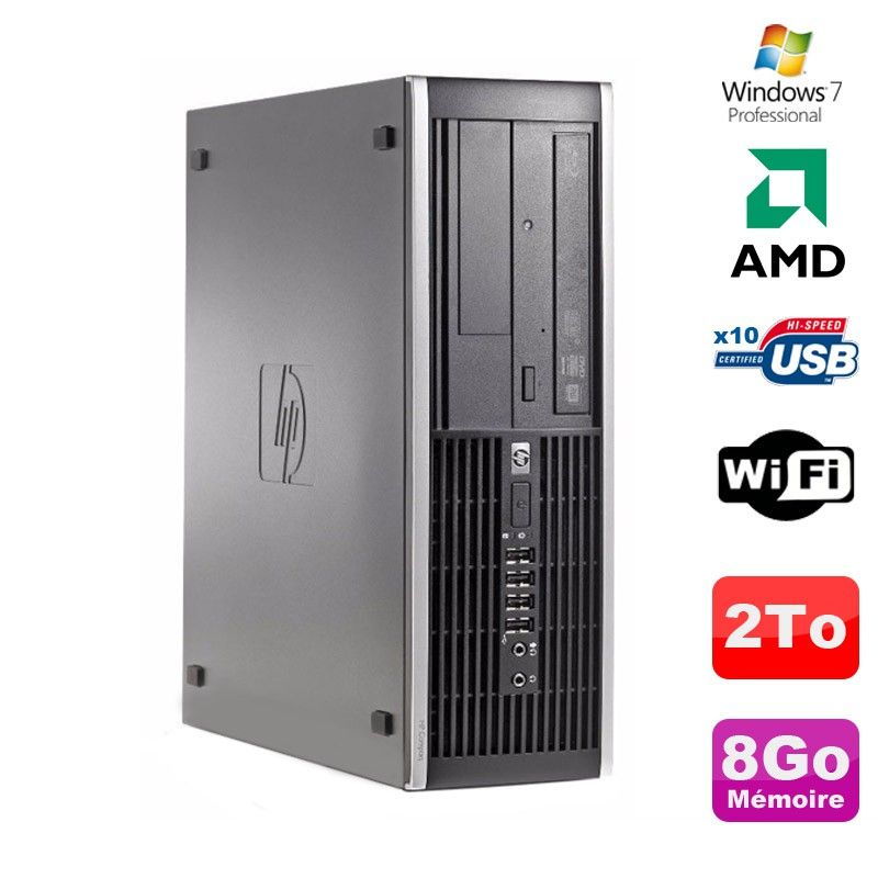 HP Compaq 6005 Pro SFF Desktop - AMD 3GHz, 8GB RAM, 2TB SATA, DVD Burner, WiFi, Windows 7 Pro
