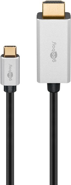 Cable adaptador Goobay 60175 USB Tipo-C a HDMI, 3m (Argento, Negro)