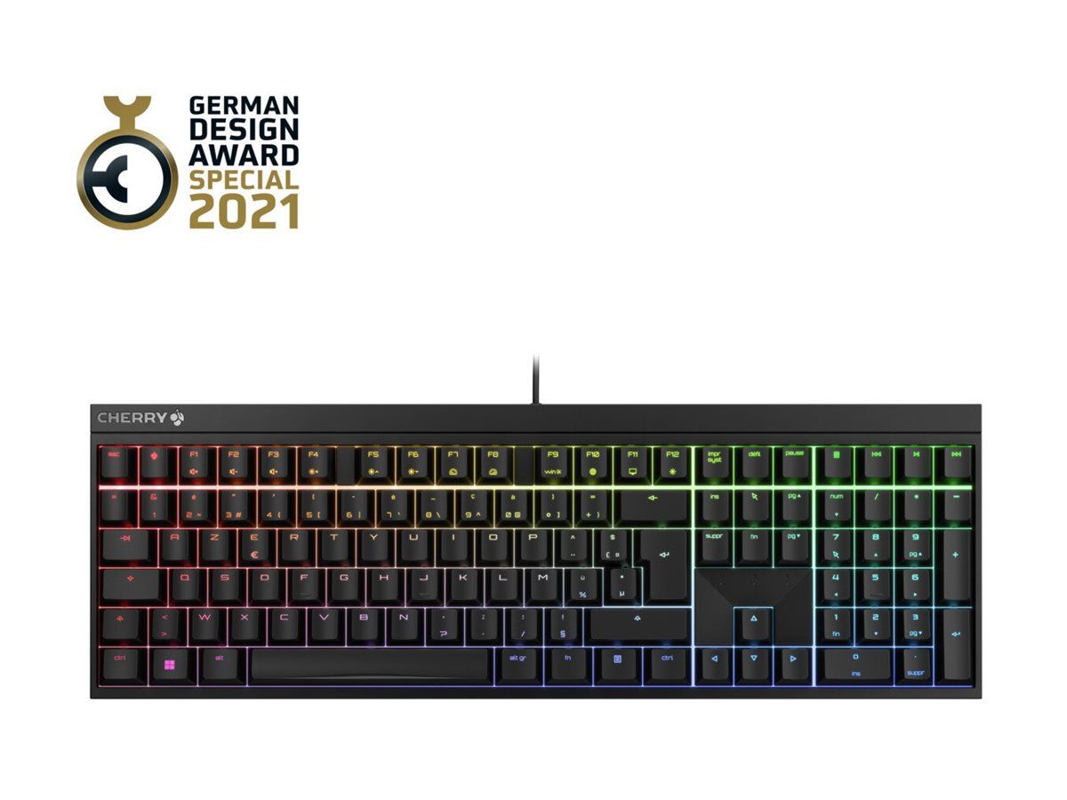 Cherry MX 2.0S Keyboard - Backlit - USB - AZERTY - French - Cherry MX Red Switch - Black