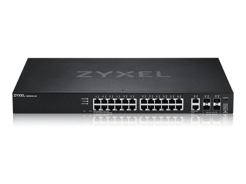 ZyXEL XGS2220-30 - Managed Switch - L3 Access, NebulaFLEX Cloud - 24x Gigabit Ethernet + 6x 10/100/1000 (uplink) - Desktop, Rack Mountable
