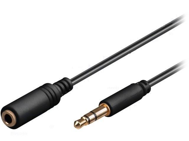 ADNAuto 0.5m 3.5mm Stereo Jack Extension Cable (Black, Gold-Plated Contacts)