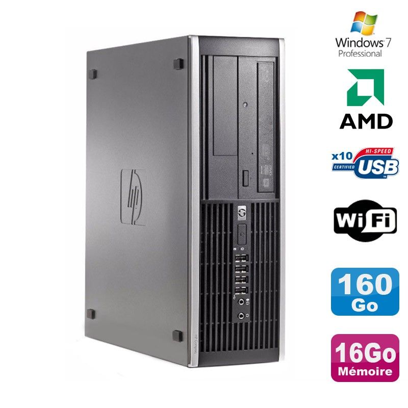 HP Compaq 6005 Pro SFF Desktop - AMD 3GHz, 16GB DDR3, 160GB SATA, DVD Burner, WiFi, Windows 7 Pro