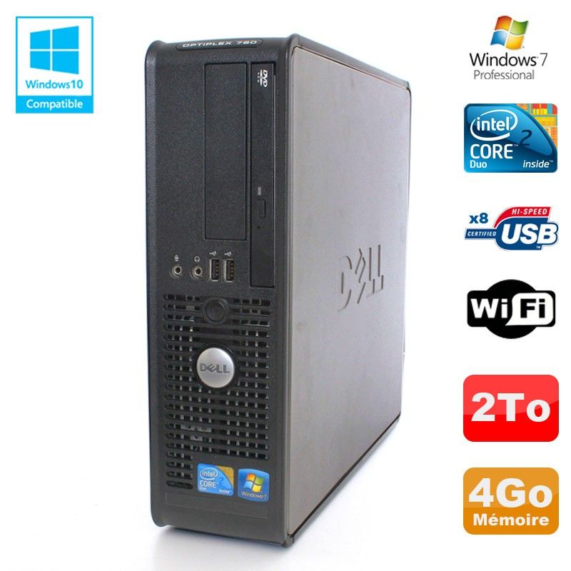 Dell Optiplex 780 SFF Desktop - Intel Core 2 Duo E8400, 4GB DDR3, 2TB HDD, WiFi, Windows 7 Pro