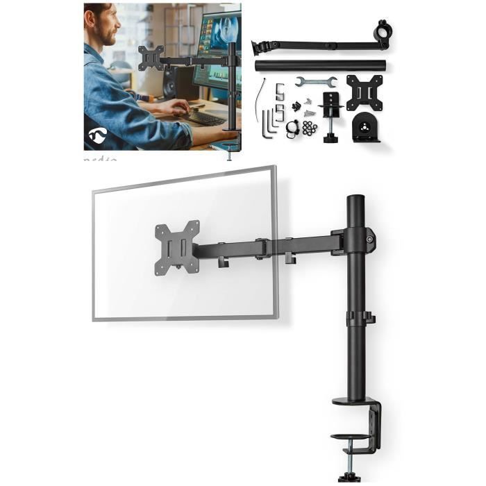 Nedis Ergonomic Monitor Stand, 15-32" Screen, Adjustable Height, Swivel & Tilt, 360° Rotation