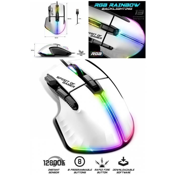 Ratón de juego Spirit of Gamer PRO-M5 RGB - 8 botones - 12800 DPI