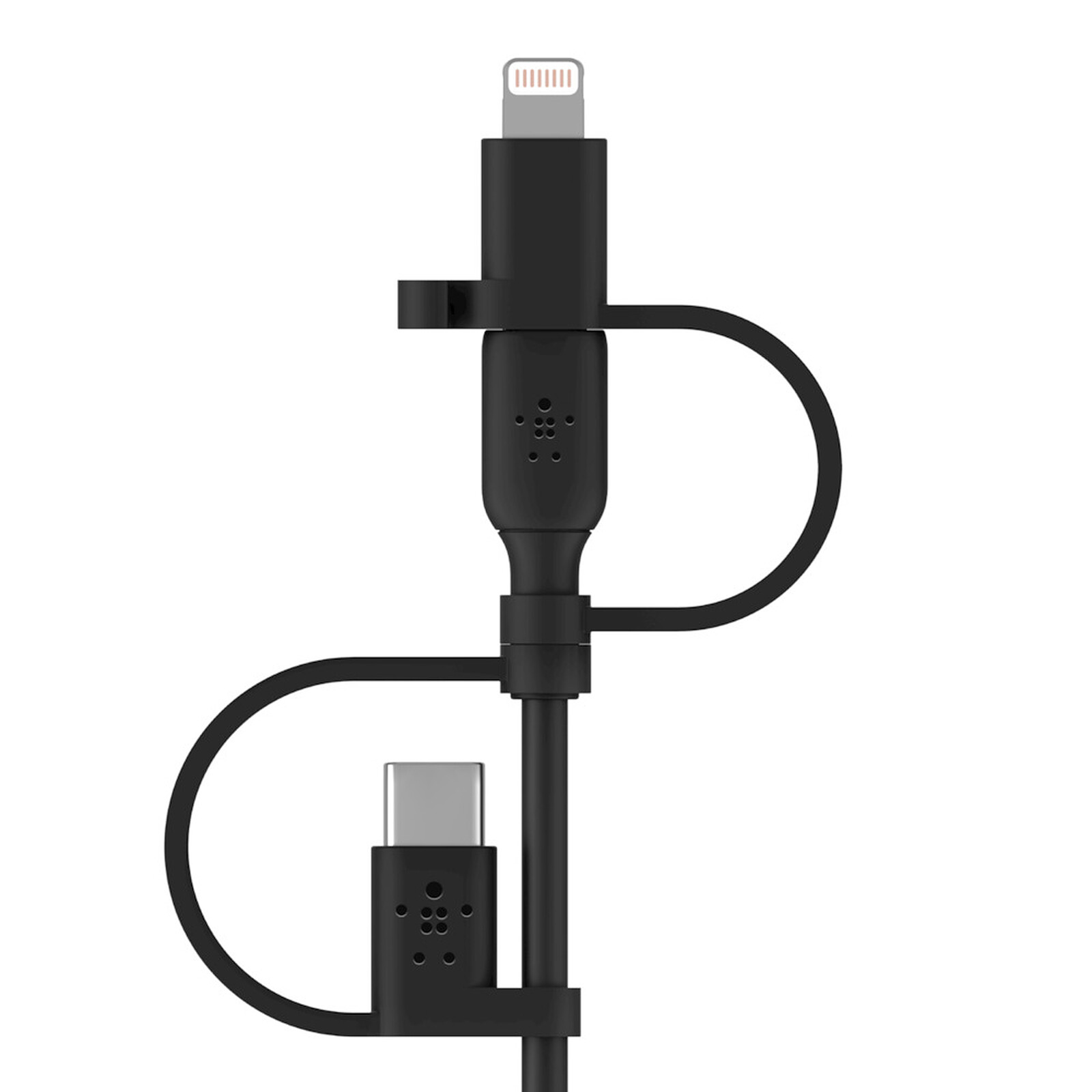 Câble Belkin USB-A vers USB-C et Lightning MFI (noir) - 1m