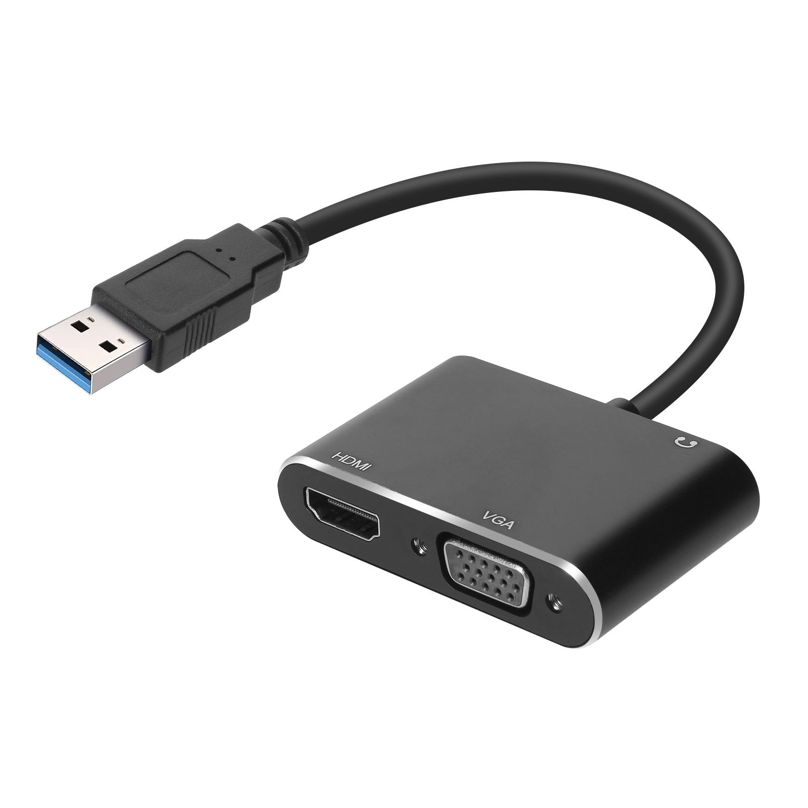 Avizar USB 3.0 to HDMI, VGA, and 3.5mm Audio Adapter - Black