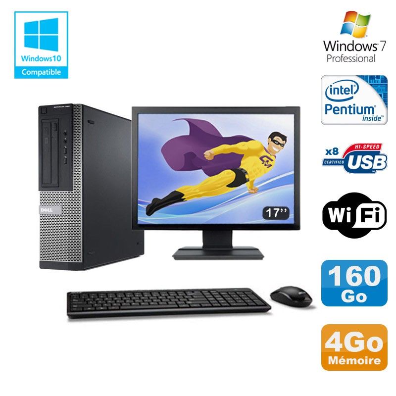 Dell Optiplex 390 DT G630 PC - 4GB RAM, 160GB HDD, DVD Writer, 2.7GHz Intel Pentium G630, 17" Screen