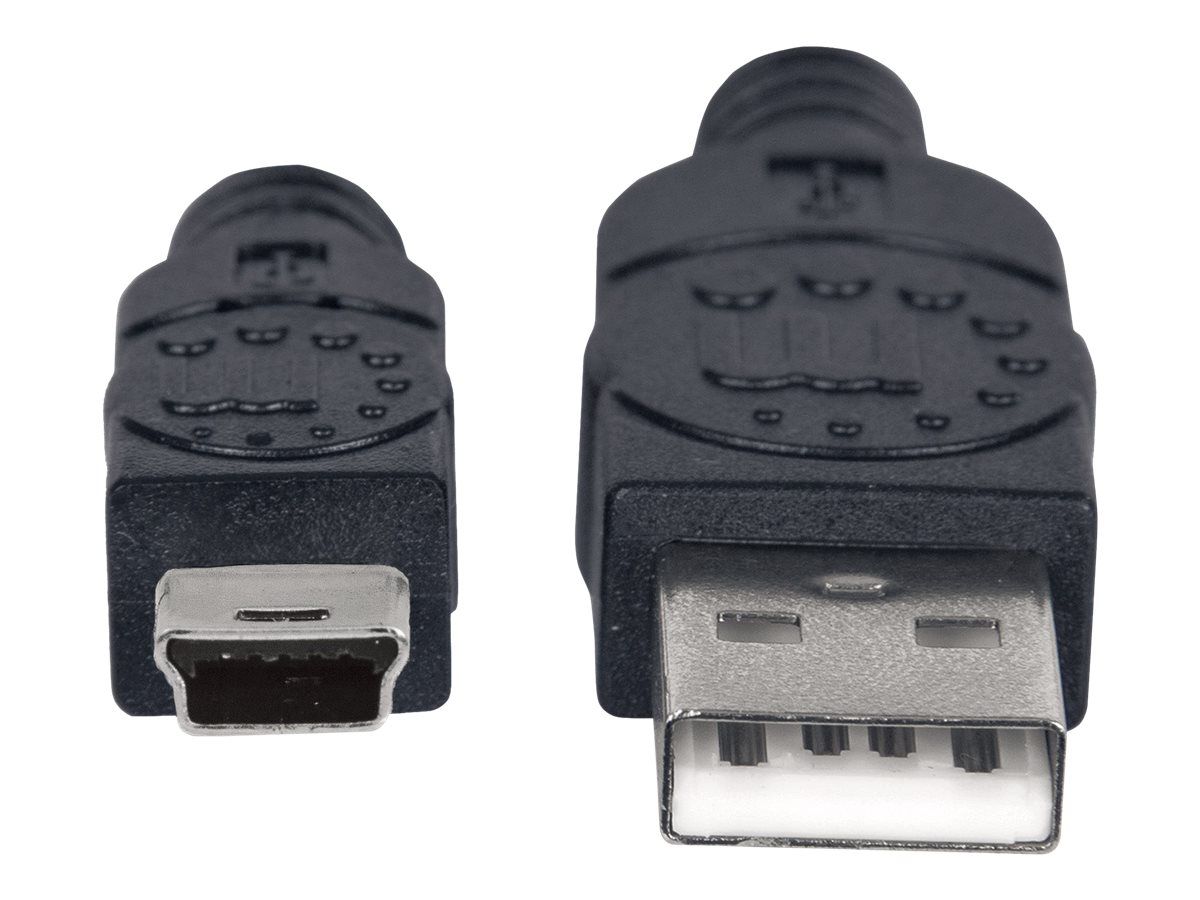 IC Intracom Manhattan USB-A to Mini-USB Cable, 1.8m, Black, 480 Mbps (USB 2.0), Hi-Speed, Lifetime Warranty