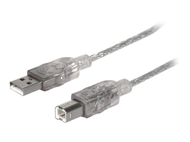 IC Intracom USB-A to USB-B Cable, 5m, Translucent Silver, 480 Mbps (USB 2.0)