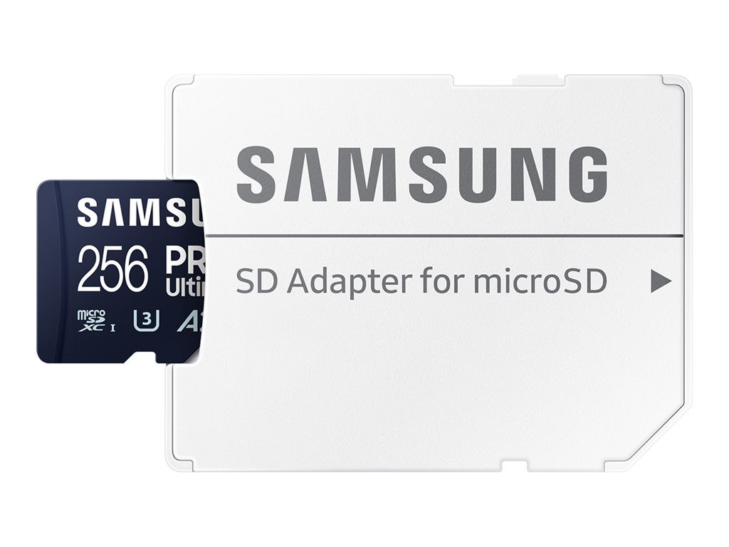 Carte mémoire Samsung PRO Ultimate 256 Go (UHS-I U3, V30, A2) avec adaptateur SD - Bleu