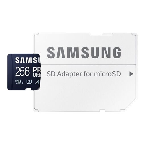 Samsung PRO Ultimate 256GB MicroSDXC Card (UHS-I U3, V30, A2) with Adapter - Blue
