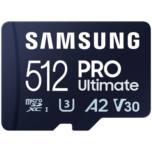 Samsung PRO Ultimate MB-MY512SA - Flash Memory Card (SD Adapter Included) - 512GB - A2 / Video Class V30 / UHS-I U3 - microSDXC UHS-I - Blue