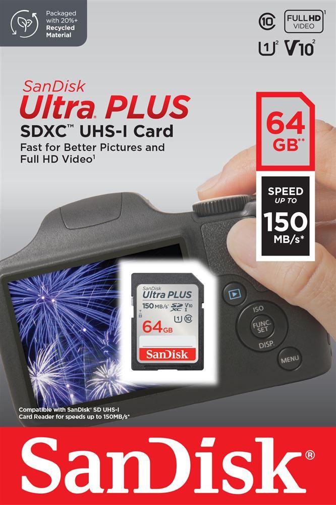 Sandisk Ultra Plus 64GB SDXC Memory Card (150MB/s UHS-I)