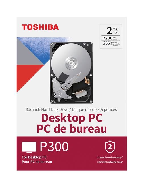Toshiba P300 - 2TB High-Performance Hard Drive - 7200 RPM - 64MB Cache
