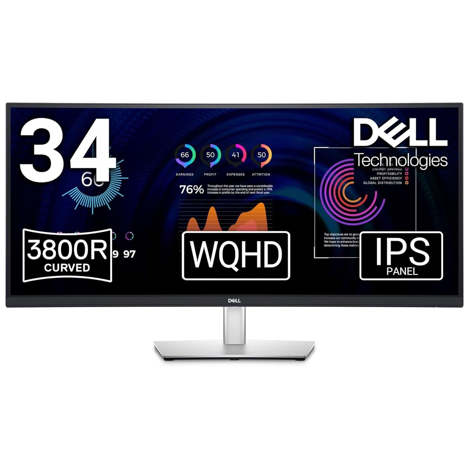 Dell P3424WE - 34" Curved LED Monitor - WQHD 3440x1440 @ 60Hz - IPS - 5ms Response Time